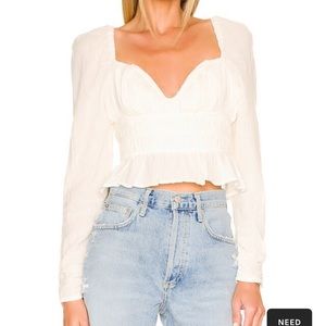 New With Tags Free People Chloe Boho Corset Top Sweetheart Neck White Size XS